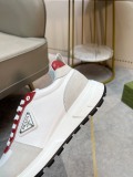 Prada men's casual shoes low -top shoes olives pattern frosted leather side triangle triangle decoration