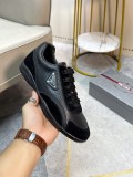 Prada men's casual shoes low -top shoe punching design side triangle decoration