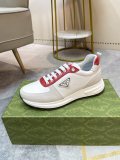 Prada men's casual shoes low -top shoes olives pattern frosted leather side triangle triangle decoration