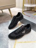 Prada men's casual shoes low -top shoe punching design side triangle decoration