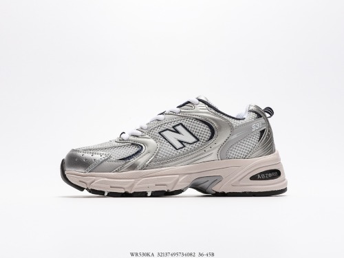 New Balance MR530 series retro daddy wind net cloth running casual sports shoes  gray silver  Style:WR530KA