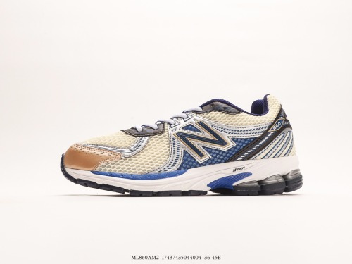 Aldaimé Leon Dore x New Balance 860V2 series low -gang classic retro daddy leisure sports jogging shoes  Royal Blue Silver Gray rice yellow  Style:ML860AM2