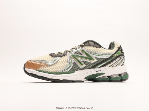 Aldaimé Leon Dore x New Balance 860V2 series low -gang classic retro daddy leisure sports jogging shoes  dark green gold and silver rice yellow  Style:ML860AL2