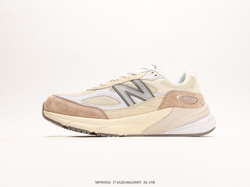 New Balance Made in USA M990V6 Sixth Generation Series Classic Classic Retro Vintage Daddy Casual Sports Running Shoes  Cream Yellow White Khaki  Style:M990SS6