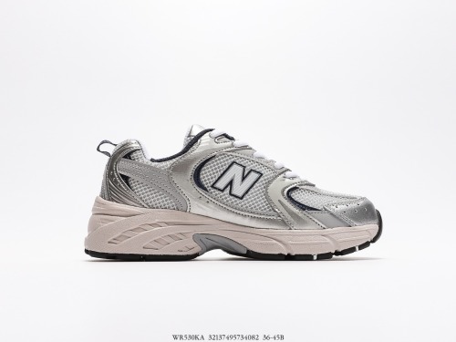 New Balance MR530 series retro daddy wind net cloth running casual sports shoes  gray silver  Style:WR530KA