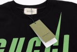 Gucci new color scheme turbine green lightning printed couple short -sleeved T -shirt