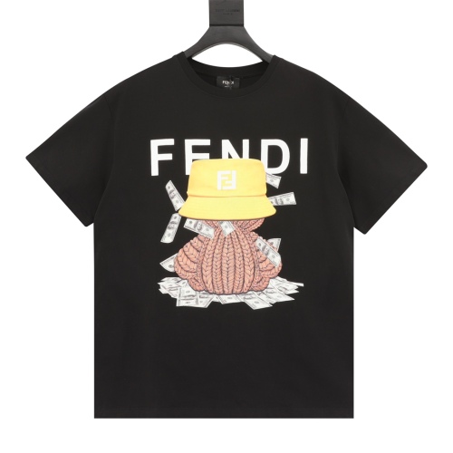 Fendi Bear Bear Printing Short -sleeved T -shirt