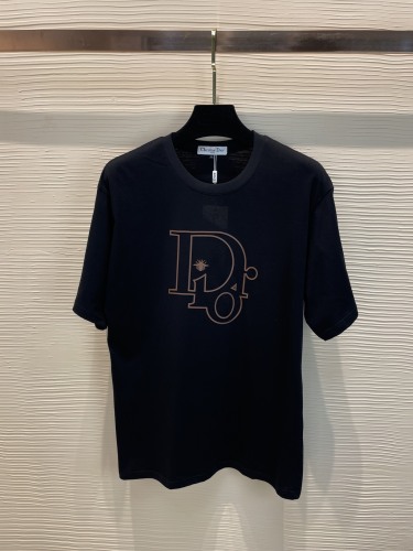 Dior 2023 Customized top -grade long cotton fashion big -name heavy craft logo design round neck short -sleeved T -shirt