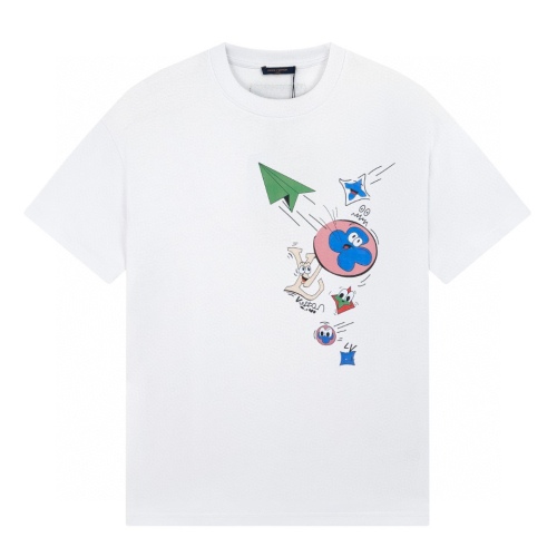Louis Vuitton Limited Show Four -Leaf Cao Paper Airplane LOGO Print Custom Leather Short -sleeved T -shirt