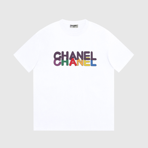CHANEL 2023 Spring and Summer Printing Round Blind Short Sleeve Couple T -shirt