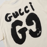 GUCCI 2023 spring and summer dual G graffiti logo letter logo print half -sleeved T -shirt couple model