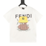 Fendi Bear Bear Printing Short -sleeved T -shirt