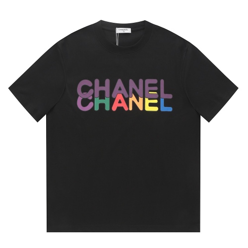 CHANEL 2023 Spring and Summer overlap letter logo couple short -sleeved T -shirt