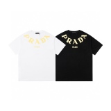 PRADA series chest necklace letters three -dimensional 3D digital adhesive logo classic basic basic short sleeves