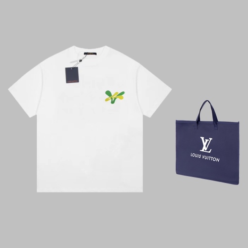 Louis Vuitton Yellow -green small marked hair printed casual short -sleeved T -shirt