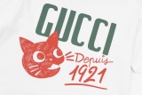 Gucci cat 1921 couple short -sleeved T -shirt