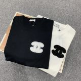 CHANEL double C towel embroidered hidden cyan short -sleeved T -shirt