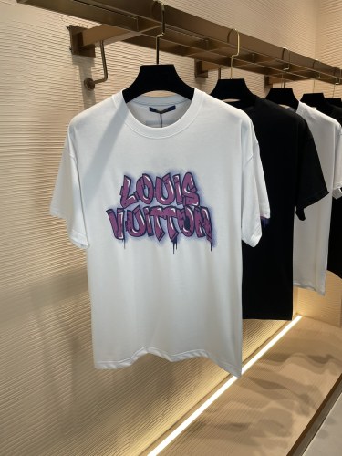 Louis Vuiton 2023logo Printing Cotton Cotton Round Neck Short -sleeved T -shirt Couple Model