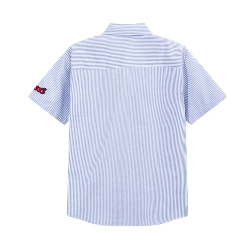 Gucci 23ss striped embroidery logo shirt short sleeves