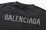 Balenciaga behind the classic logo hot drill water, black short -sleeved T -shirt Swarovski rhinestone