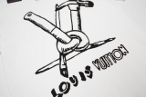 Louis vuitton 23ss hammer pattern letter short -sleeved couple