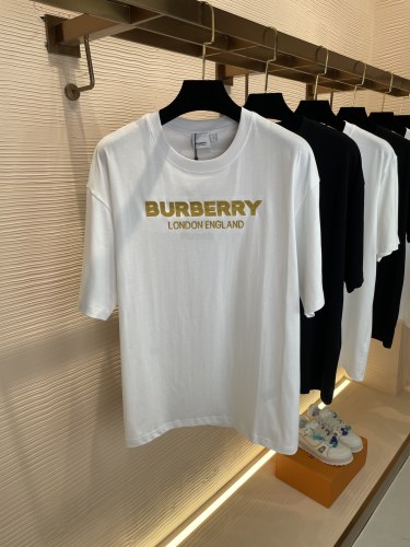 Burberry Cotton Cotton Alphabet Logo Embroidery Embroidery Crafts Craftsmanship Circles Short -sleeved T -shirt Couple