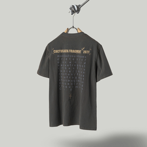 Travis Scott X Fragment Design Washed Water Washed Eagle Lightning Short Sleeve T -shirt