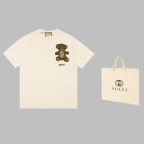 GUCCI limited models, cloth bears embroidered short -sleeved T -shirt