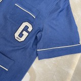 GUCCI 23SS Early Autumn Alphabet Embroidery Baseball Short -sleeved Shirt