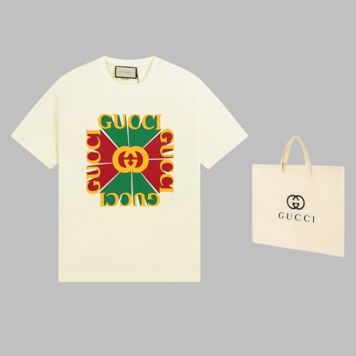 Gucci traditional design explains the new version of the new version of the GUCCI retro logo with the new print cotton T -shirt