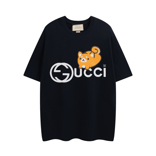 Gucci & KAWAII joint series Gucci Fun Cat Co -name T -shirt Gucci 23SS Summer Artist Co -branded Cat letter Printing one to one to the brick cabinet OS fall shoulder version men and women