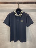 Versace pure cotton -collaring flower crafts on the chest embroidered Mustsdustus avatar lapel POLO shirt