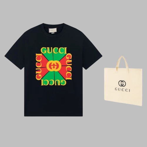 Gucci traditional design explains the new version of the new version of the GUCCI retro logo with the new print cotton T -shirt