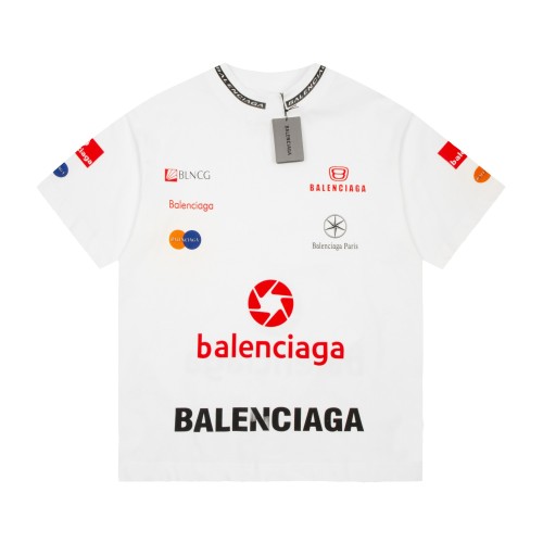 Balenciaga full logo letter short -sleeved couple