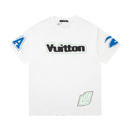 Louis Vuitton 23 Autumn high luxury straight spray letters short -sleeved T -shirt