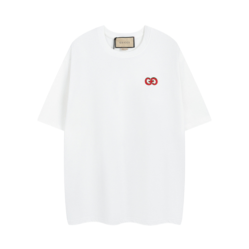 GUCCI 23FW Spring and Summer latest GG letter extremely short sleeve embroidery letter+high -end combed cotton washing water treatment 11 is a high -craftsmanship T -shirt single product