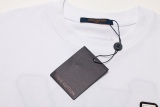 Louis vuitton new product before and after embroidered leather letter logo round neck short -sleeved couple