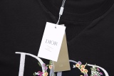 Dior gradient flower embroidery short -sleeved T -shirt