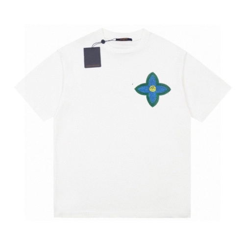 Louis Vuitton Limited Blue Line Embroidery LOGO Short -sleeved T -shirt