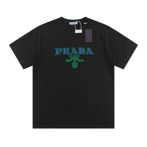 Prada 23SS Pre -patterned flower logo logo short -sleeved T -shirt