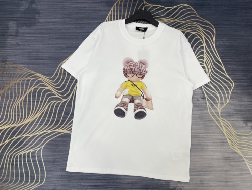 Fendi 2023 Summer Customized Digital Jet Character LOGO Couple Couple Short -sleeved T -shirt