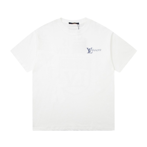 Louis vuitton 23SS short -sleeved three -dimensional direct injection process, combed cotton loose casual couple