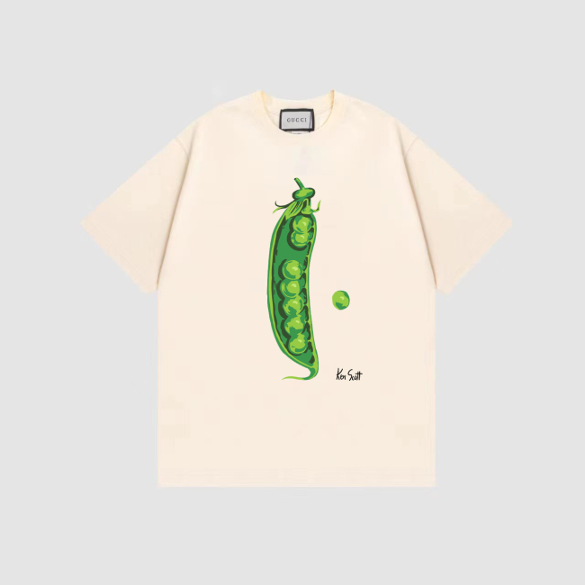 Gucci lentils print short -sleeved T -shirt couple loose shoulder version
