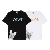 Loewe cartoon letter logo round neck short sleeves
