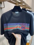 GUCCI 2023 Summer Red, Green Blue Crossbar logo Double G ducting pure cotton round neck short -sleeved T -shirt