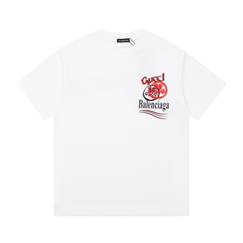 Balenciaga X GUCCI co -branded direct spray white film letter printing short sleeves