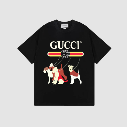 GUCCI 23SS 03 puppy pattern short -sleeved T -shirt couple model