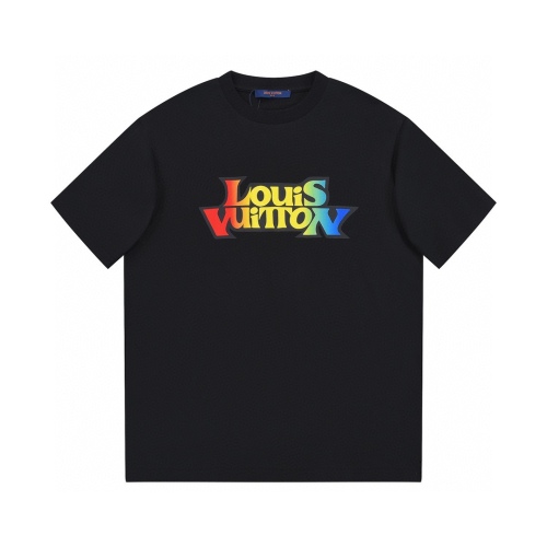 Louis Vuitton Limited Show Classic chest Rainbow Gradient Color Trimmes Printing Short -sleeved T -shirt