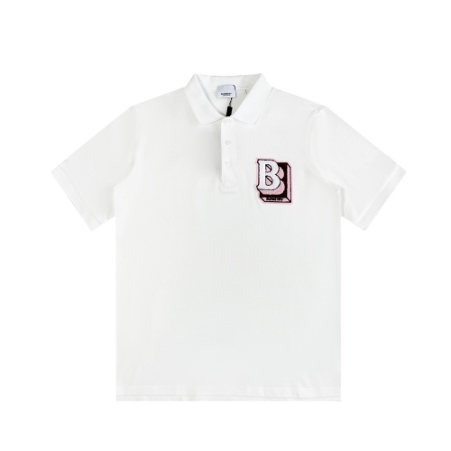 Burberry letters pattern pearl loose Polo shirt