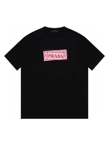 Prada's chest classic pink rectangular letter slogan logo printed basic short sleeve
